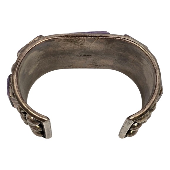 Bill Mex Dineh' Large Sterling Silver Charoite Wide Cuff Bracelet #20983 - Picture 5 of 10